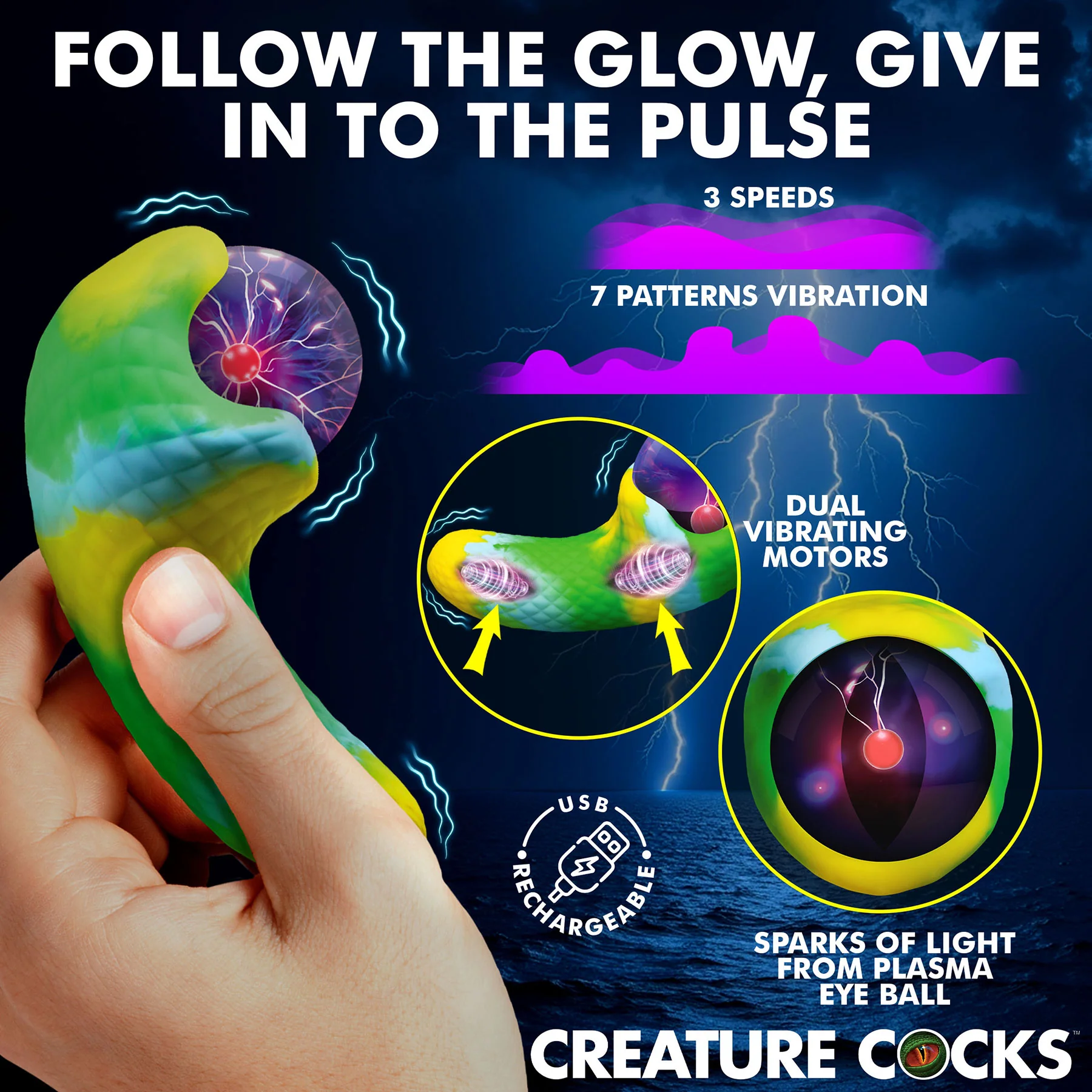 Electric Eye Rechargeable Silicone Plasma Vibrator By Creature Cocks - Image 2