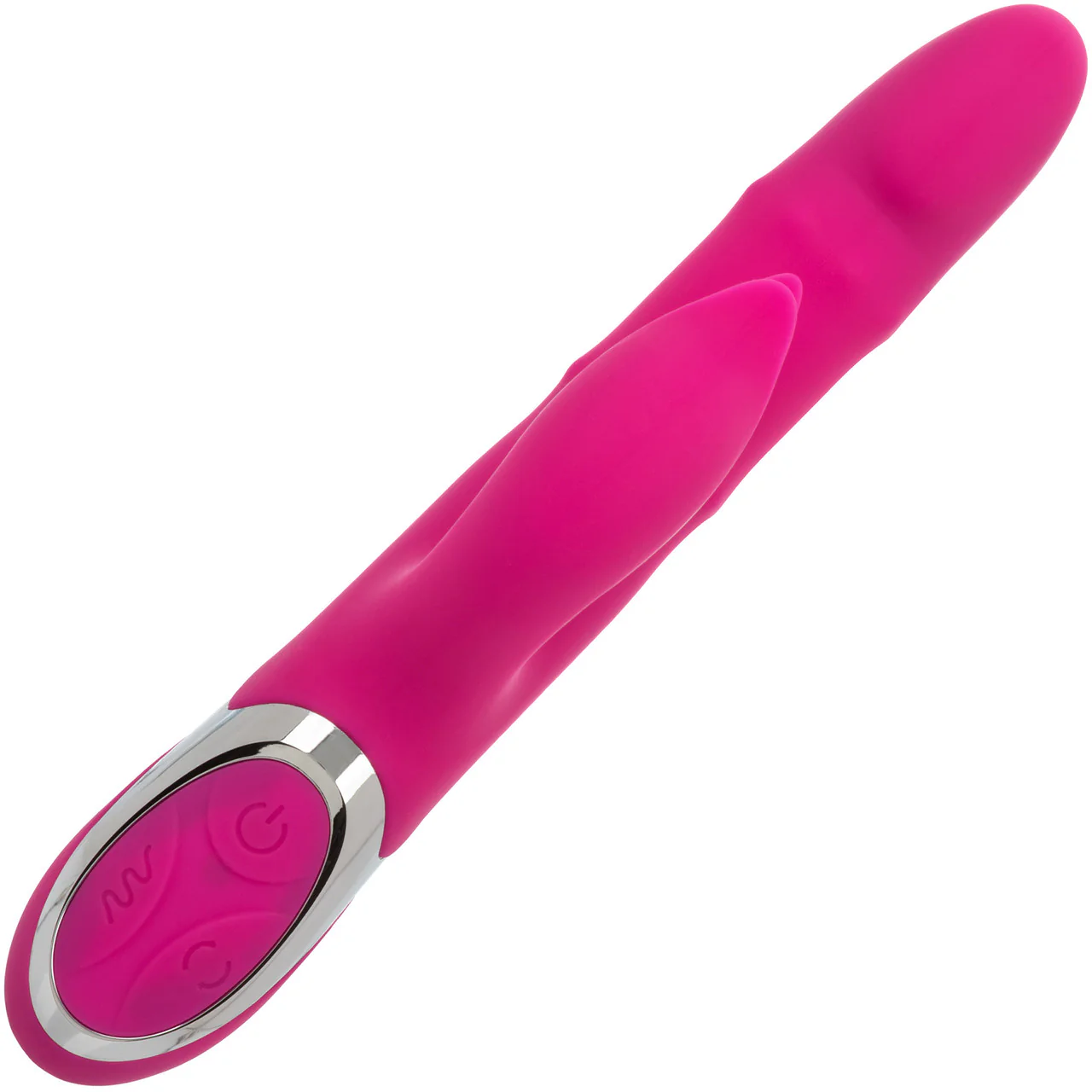 Enchanted Embrace Rechargeable Silicone Dual Stimulation Vibrator With Thrusting Beads By CalExotics - Image 3