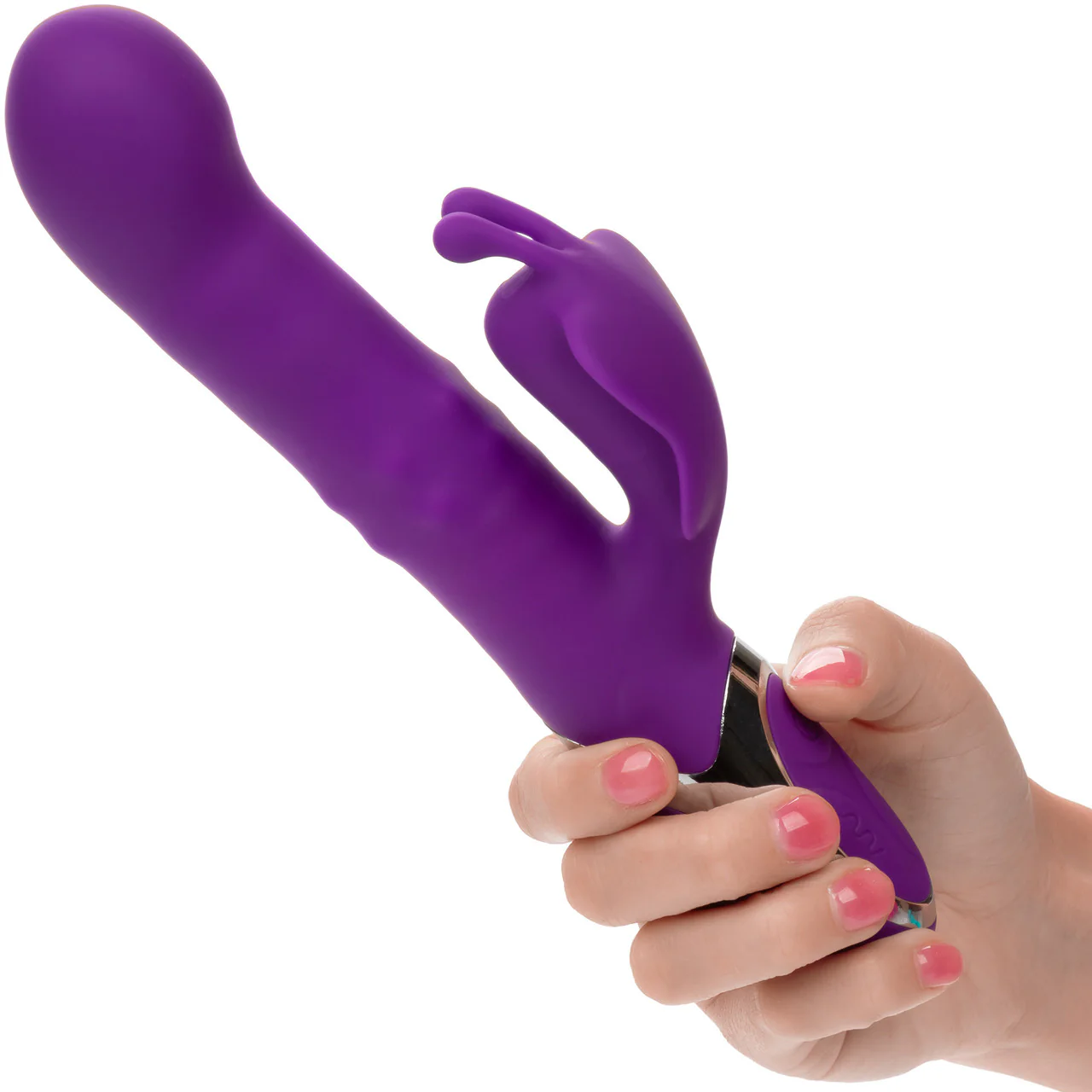 Enchanted Flutter Rechargeable Dual Stimulation Silicone Vibrator With Thrusting Tip & Rotating Beads By CalExotics - Image 2