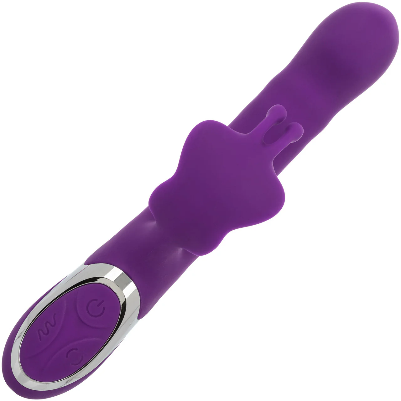 Enchanted Flutter Rechargeable Dual Stimulation Silicone Vibrator With Thrusting Tip & Rotating Beads By CalExotics - Image 3