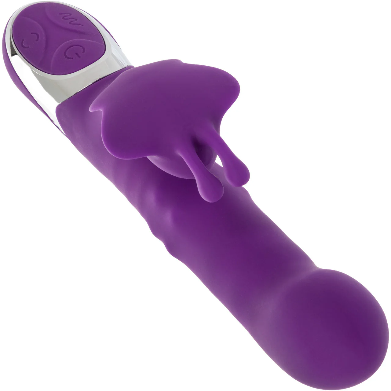 Enchanted Flutter Rechargeable Dual Stimulation Silicone Vibrator With Thrusting Tip & Rotating Beads By CalExotics - Image 4