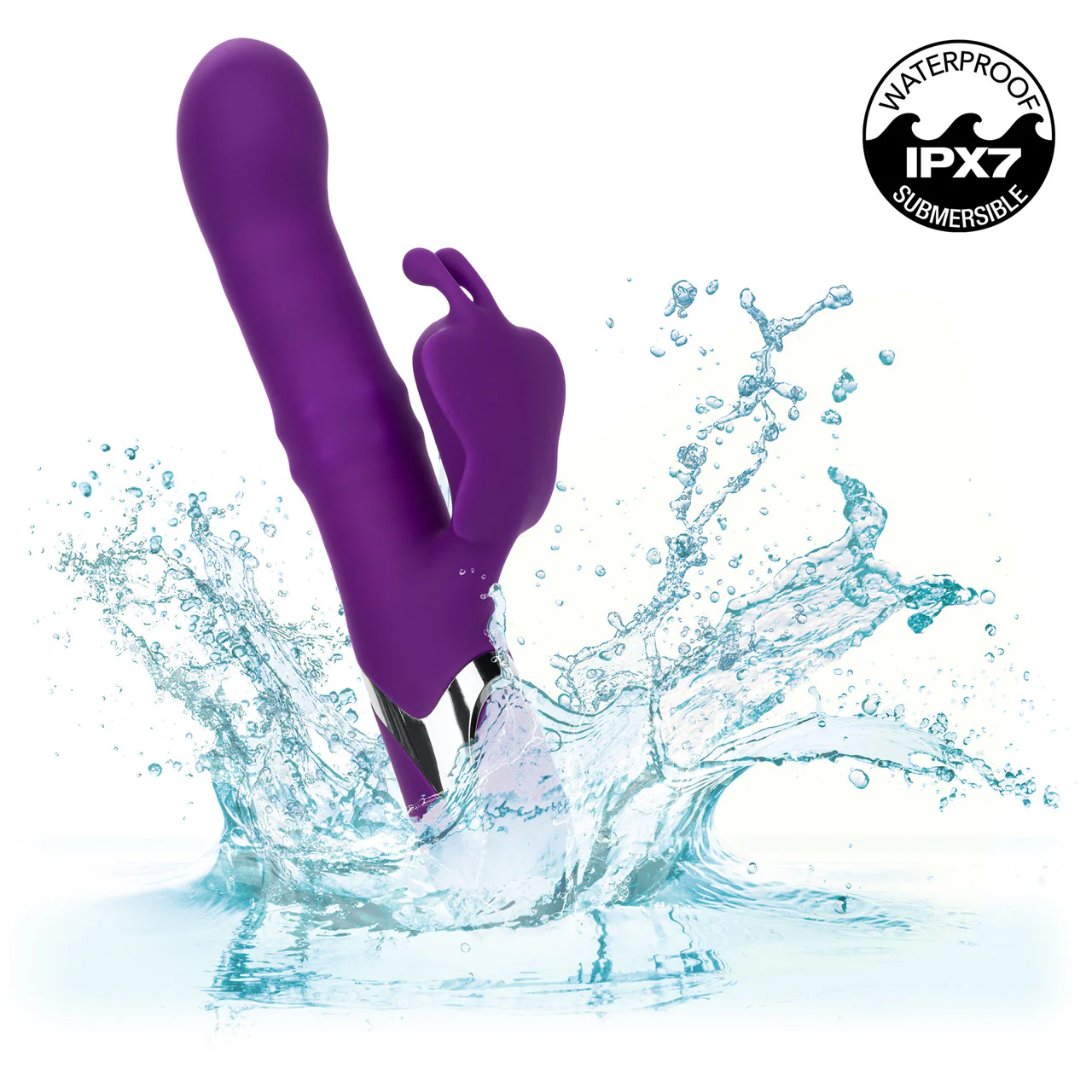 Enchanted Flutter Rechargeable Dual Stimulation Silicone Vibrator With Thrusting Tip & Rotating Beads By CalExotics - Image 8