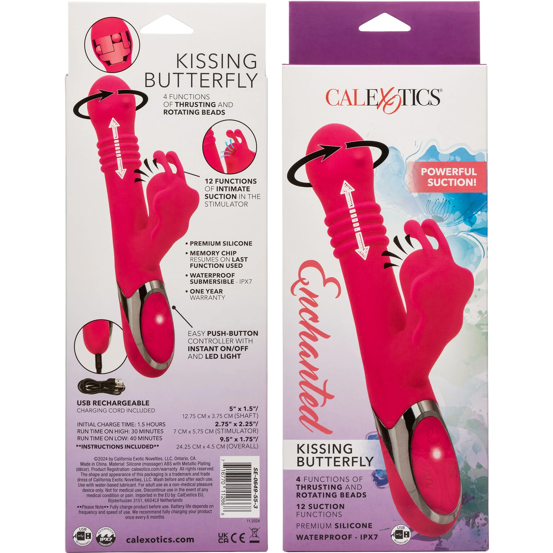 Enchanted Kissing Butterfly Thrusting & Rotating Vibrator With Clitoral Stimulator By CalExotics - Image 7