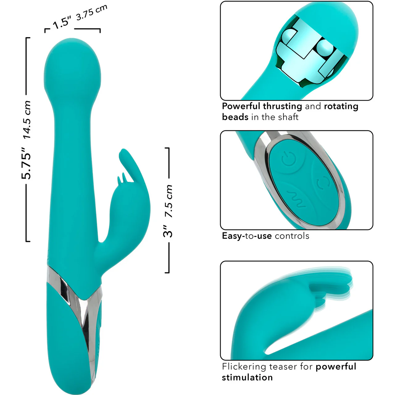Enchanted Oscillate Rechargeable Silicone Dual Stimulation Vibrator With Thrusting, Rotating Beaded Head By CalExotics - Image 8