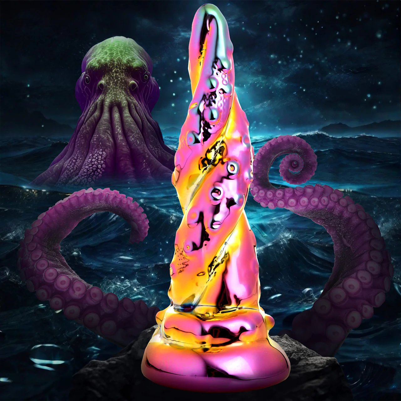 Enchantress 6.25" Rainbow Glass Dildo By Creature Cocks - Image 11