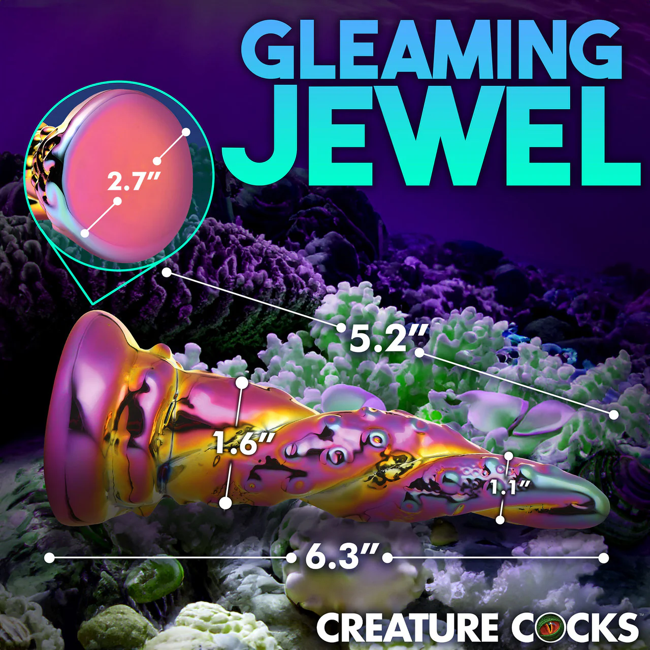 Enchantress 6.25" Rainbow Glass Dildo By Creature Cocks - Image 8
