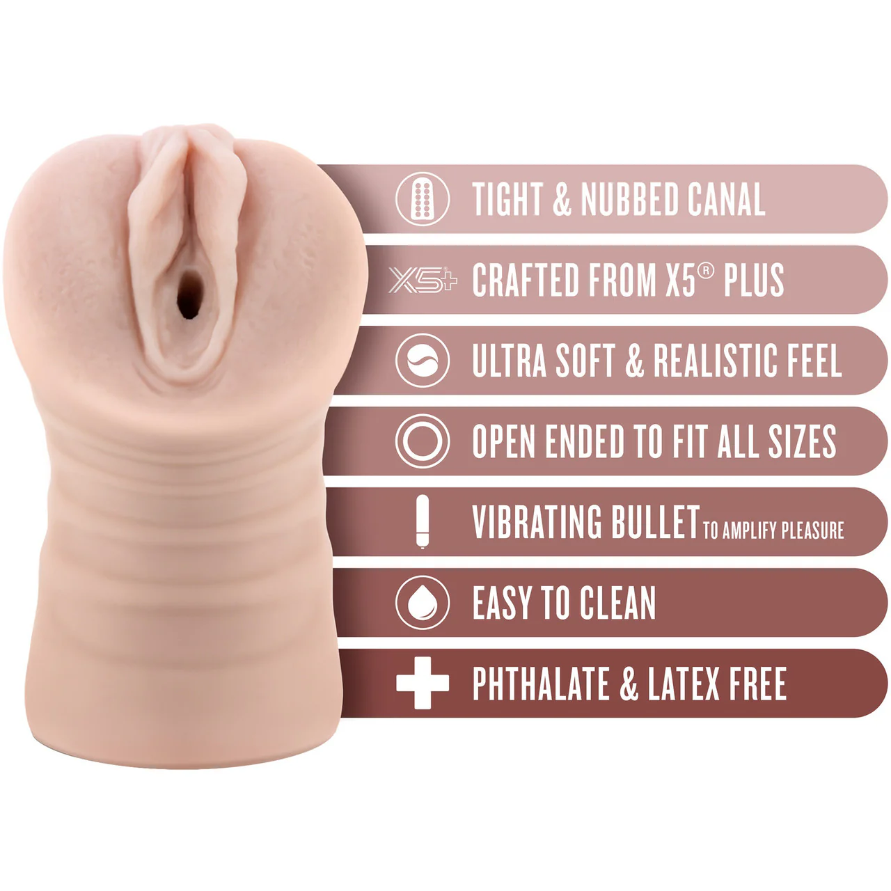 EnLust Ayumi Open Ended Vibrating Vagina Penis Masturbator By Blush - Vanilla - Image 6