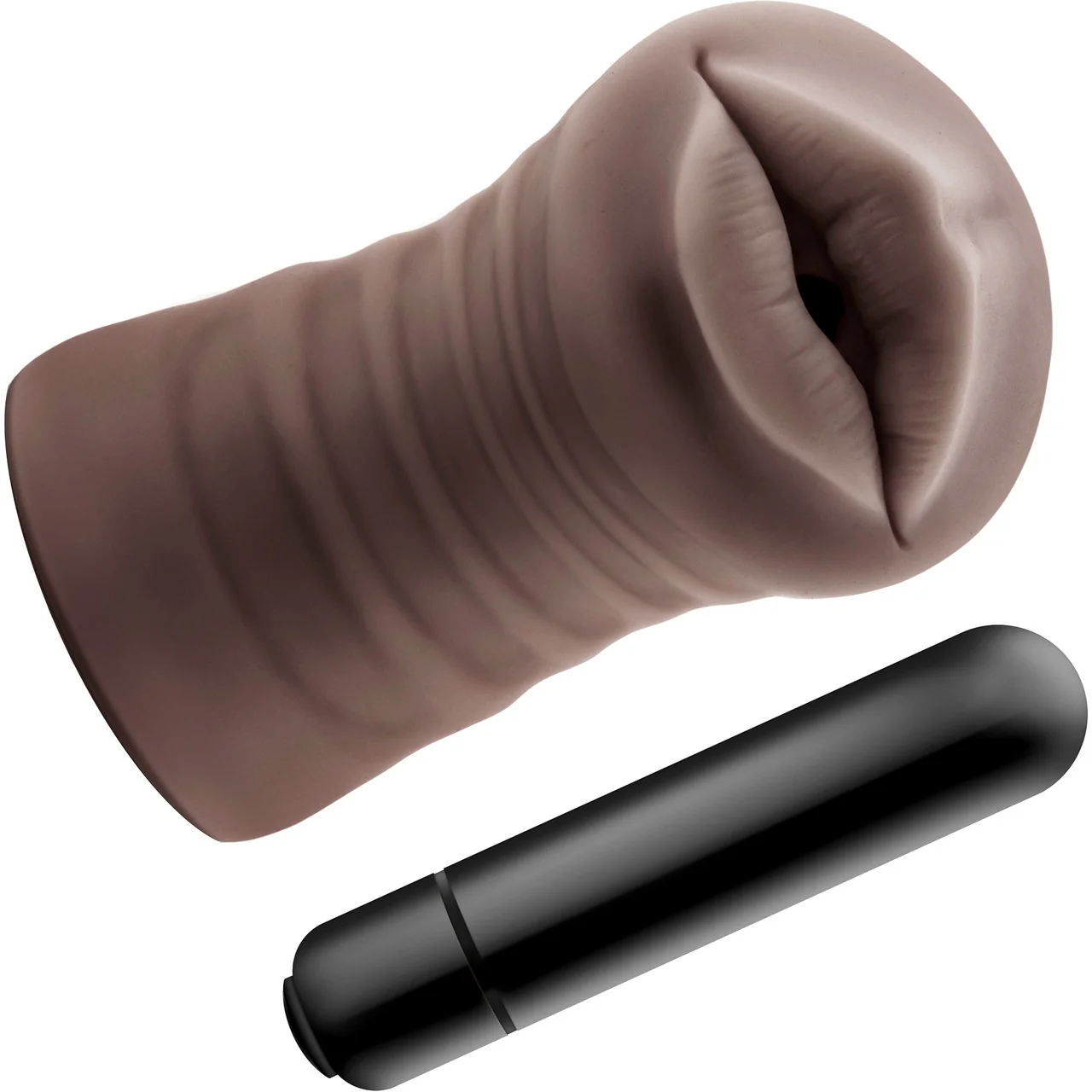 EnLust Krystal Open Ended Vibrating Mouth Penis Masturbator By Blush - Chocolate - Image 2