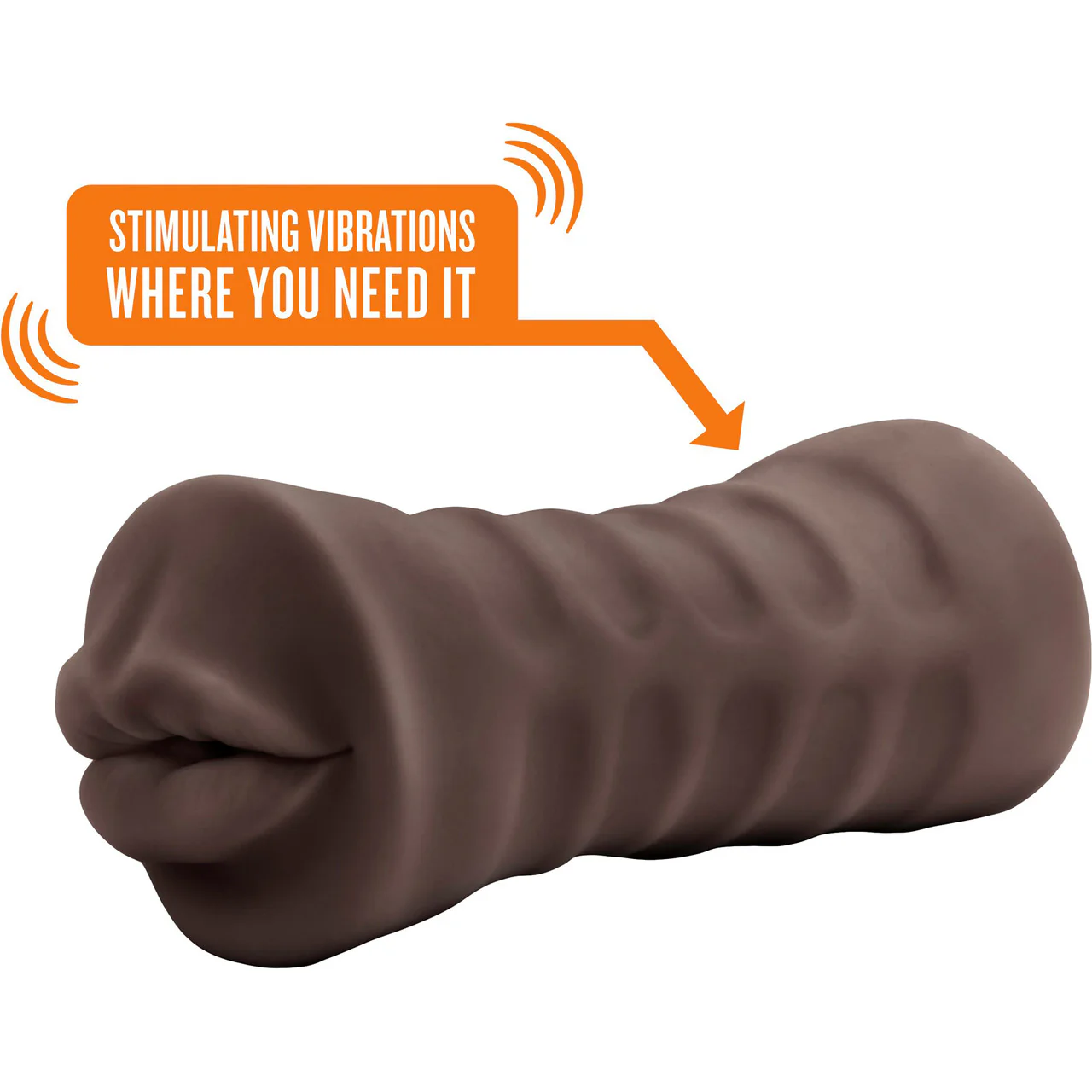 EnLust Krystal Open Ended Vibrating Mouth Penis Masturbator By Blush - Chocolate - Image 3