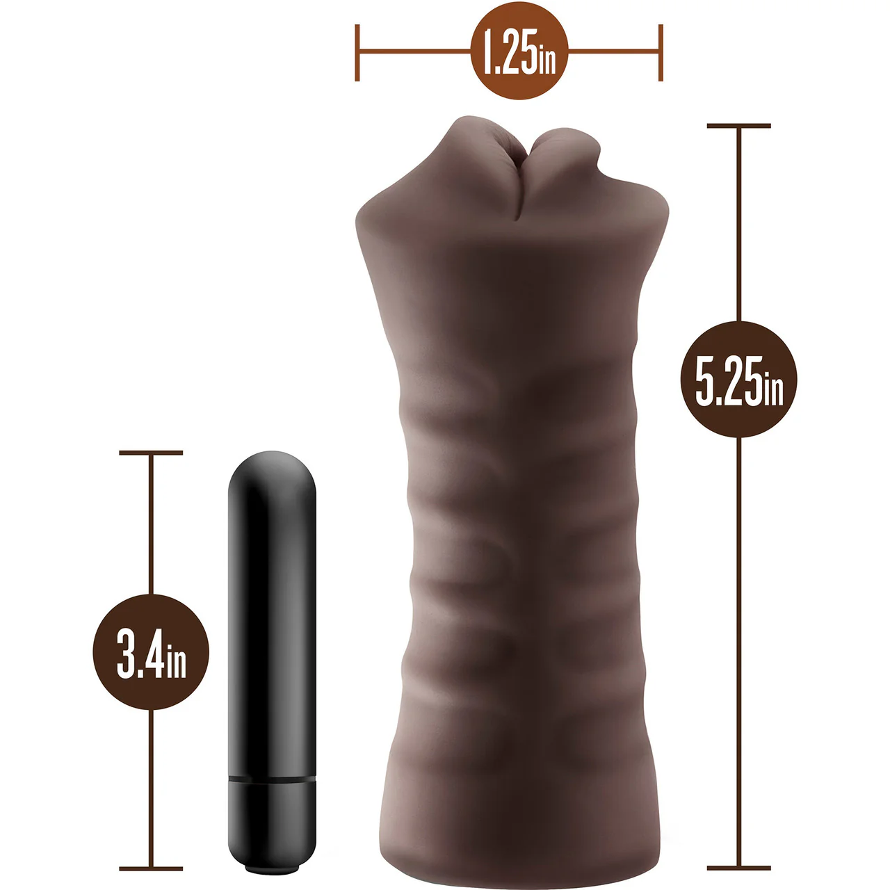 EnLust Krystal Open Ended Vibrating Mouth Penis Masturbator By Blush - Chocolate - Image 5