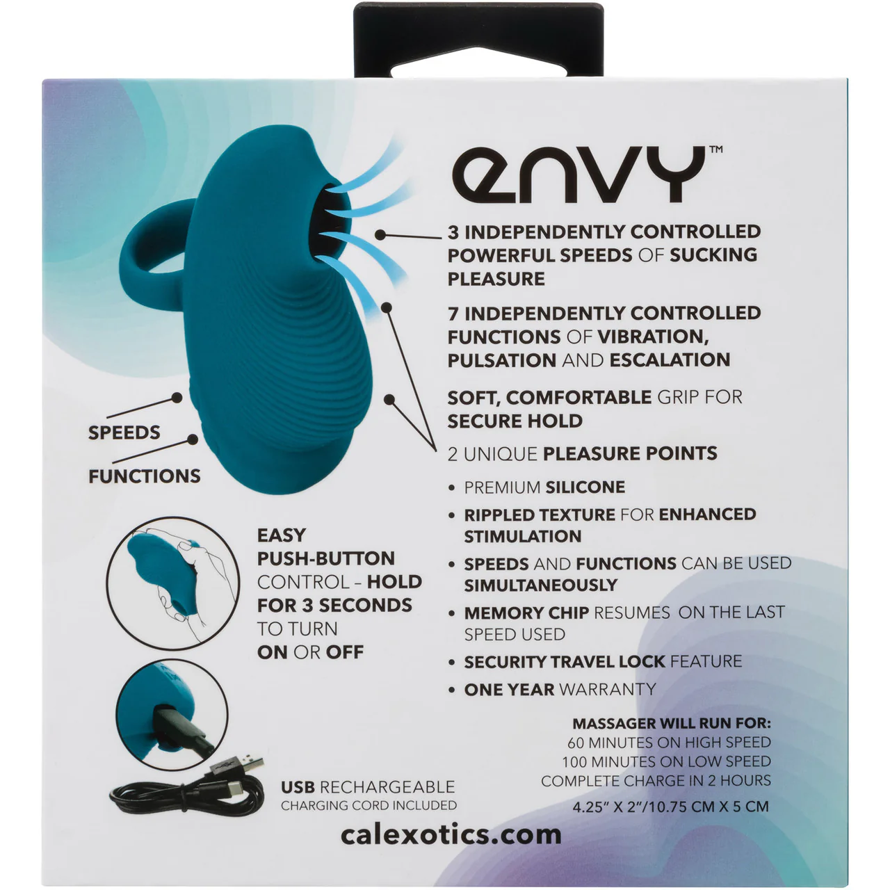 Envy Handheld Suction Massager Rechargeable Silicone Finger Vibrator By CalExotics - Image 11