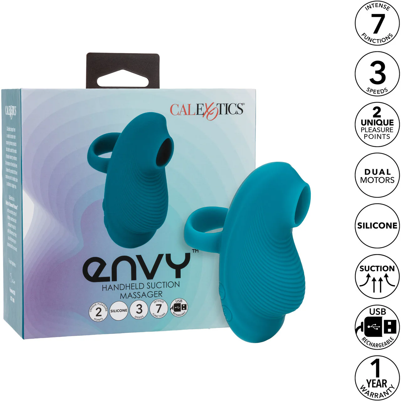 Envy Handheld Suction Massager Rechargeable Silicone Finger Vibrator By CalExotics - Image 9