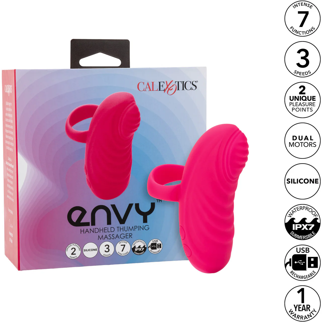Envy Handheld Thumping Massager Rechargeable Silicone Waterproof Finger Vibrator By CalExotics - Image 9
