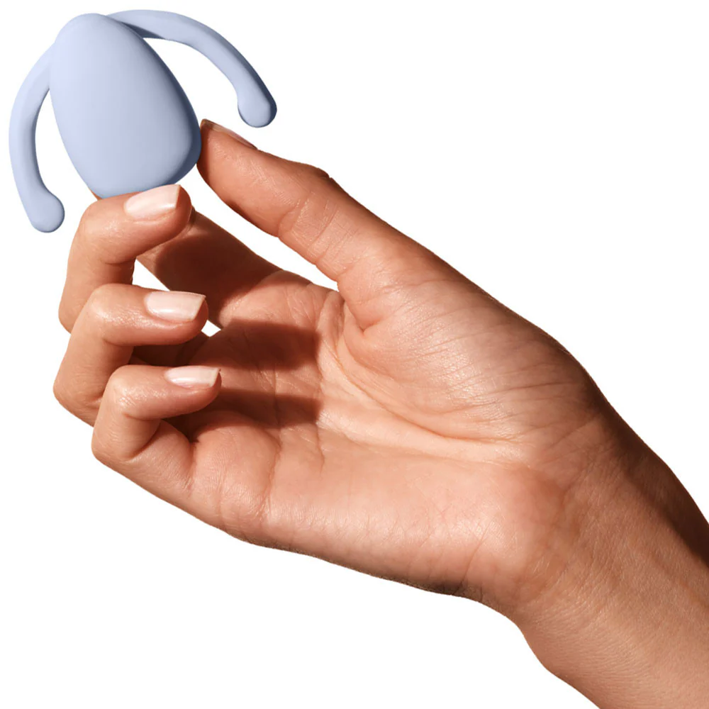Eva Silicone Rechargeable Wearable Hands Free Vibrator by Dame - Ice Blue - Image 3