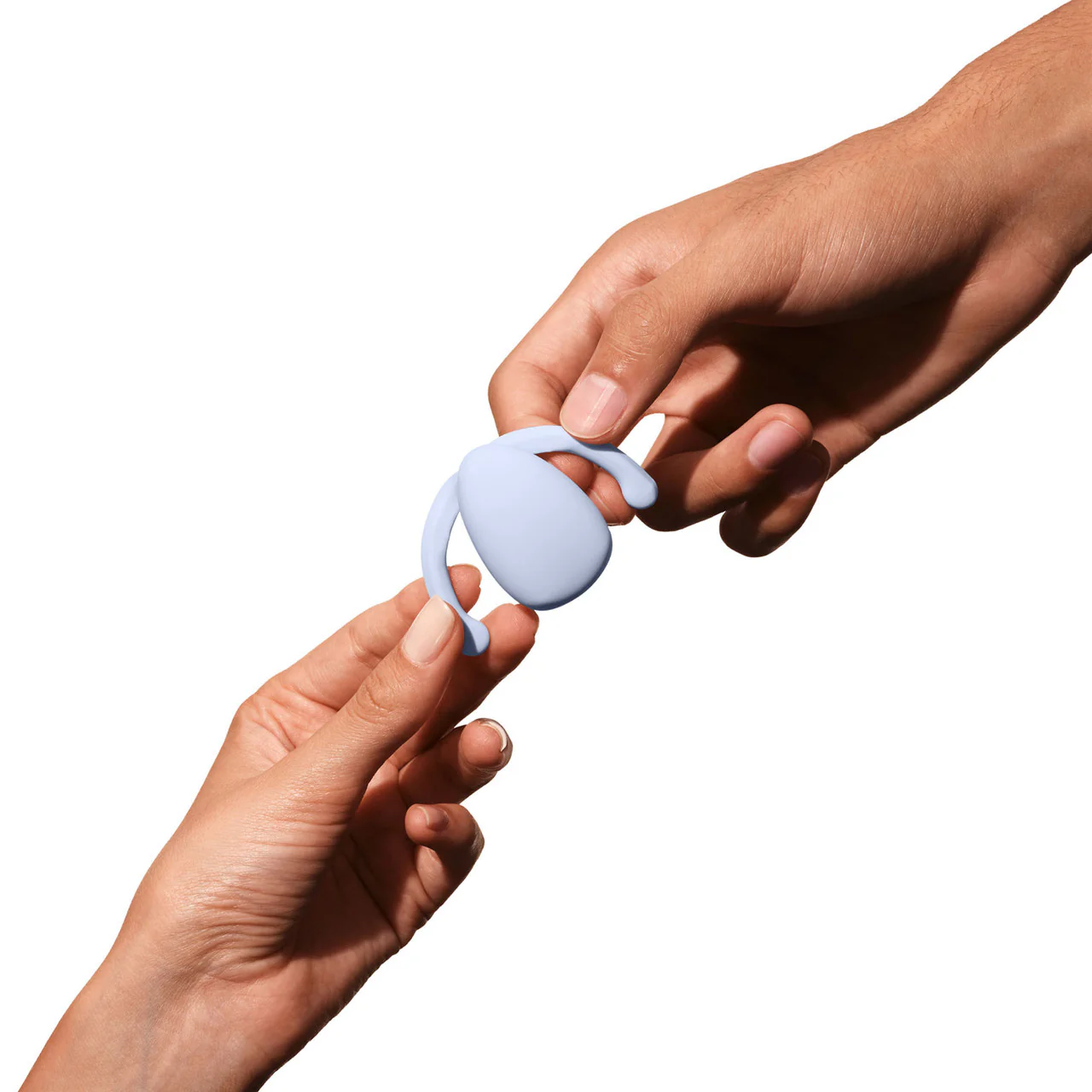 Eva Silicone Rechargeable Wearable Hands Free Vibrator by Dame - Ice Blue - Image 4