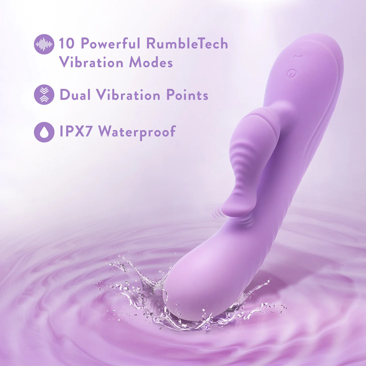 Evelyn Rechargeable Waterproof Silicone Dual Stimulation Vibrator By Blush - Purple - Image 6