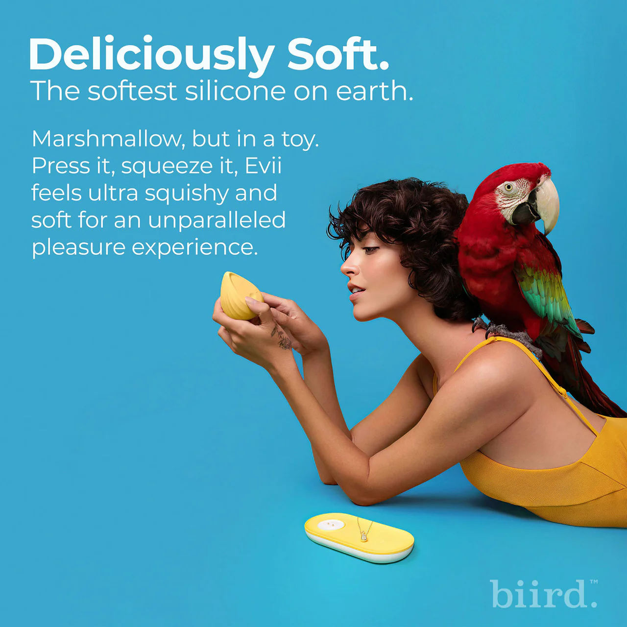 Evii Squishy Silicone External Vibrator With 2 Motors By Biird - Yellow - Image 8