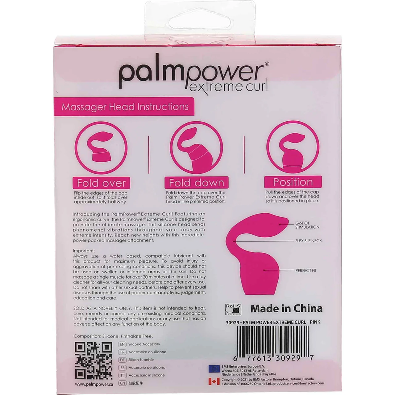 Extreme Curl Silicone Attachment For The PalmPower Extreme Wand Massager - Pink - Image 5