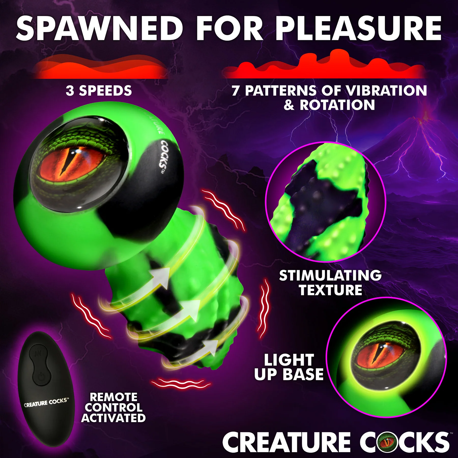 Eye Of The Spawn Vibrating & Squirming Silicone Butt Plug By Creature Cocks - Image 2