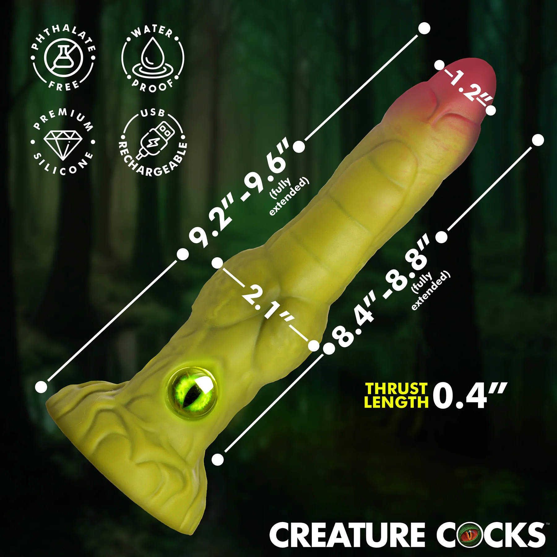 Eyegor 9" Thrusting & Vibrating Silicone Suction Cup Dildo With Remote By Creature Cocks - Image 13