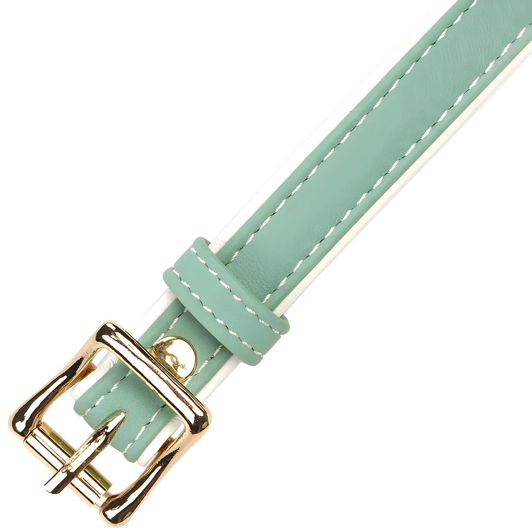 Fairy White & Green Leather Blindfold With Gold Buckle By Liebe Seele - Image 3