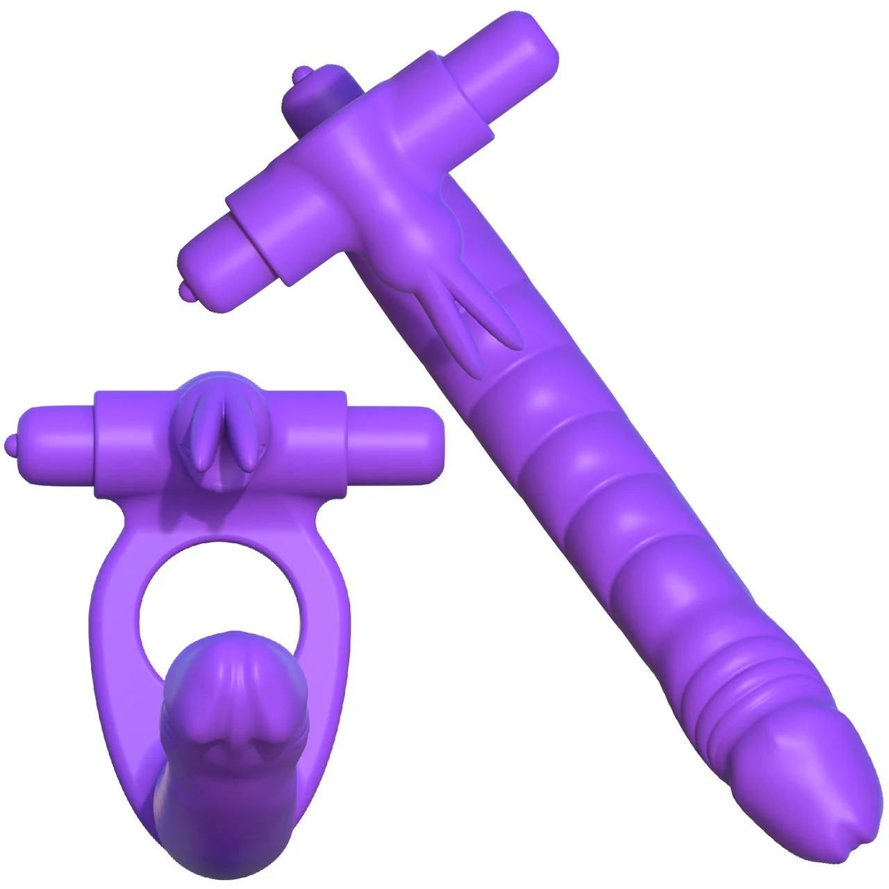 Fantasy C-Ringz Silicone Double Penetrator Rabbit By Pipedream - Purple - Image 3