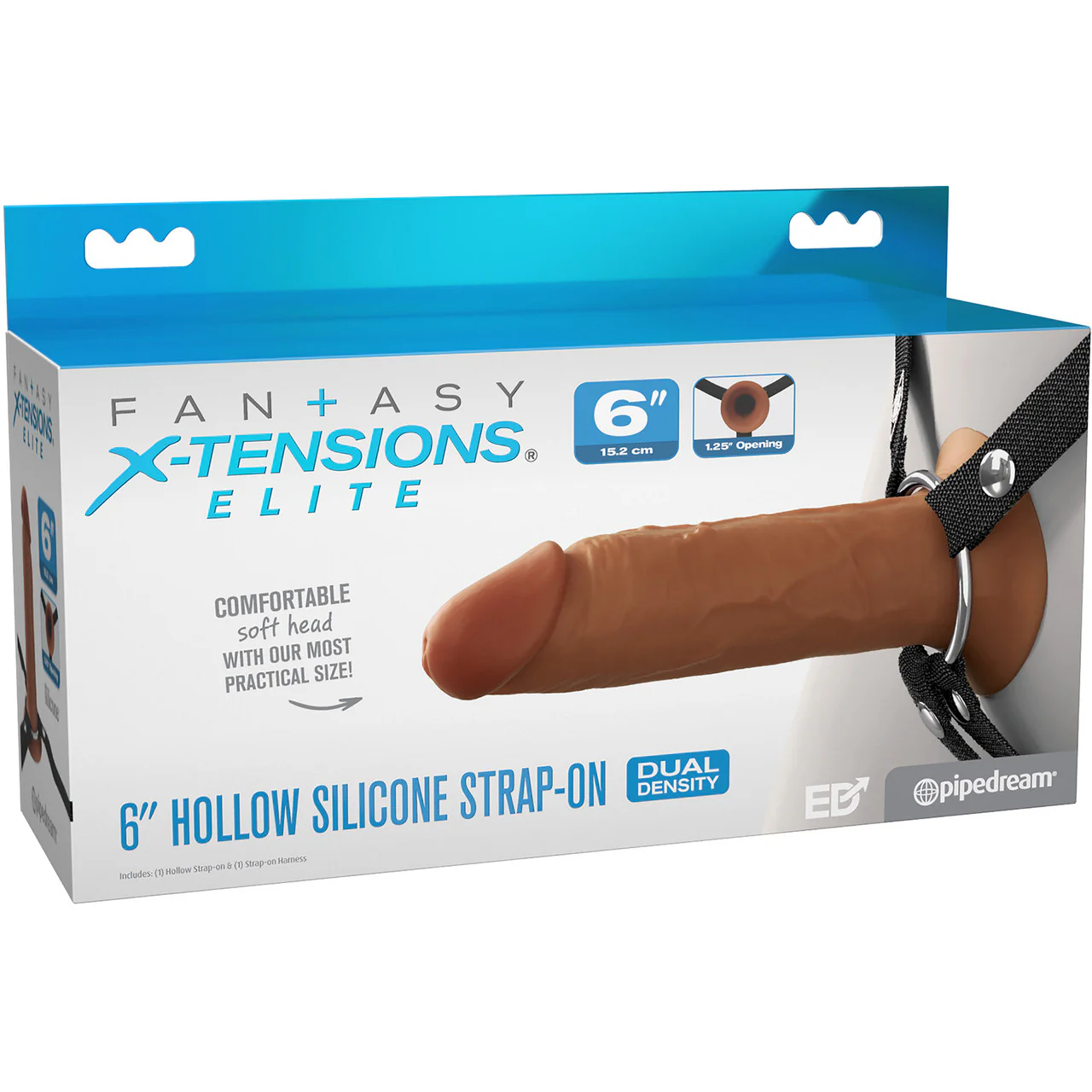 Fantasy X-tensions Elite 6" Hollow Silicone Strap-On Dual Density Dildo & Harness Kit - Caramel - Image 8