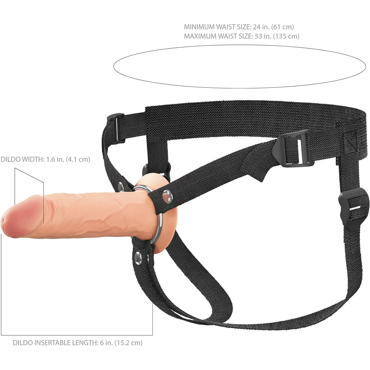Fantasy X-tensions Elite 6" Hollow Silicone Strap-On Dual Density Dildo & Harness Kit - Vanilla - Image 7