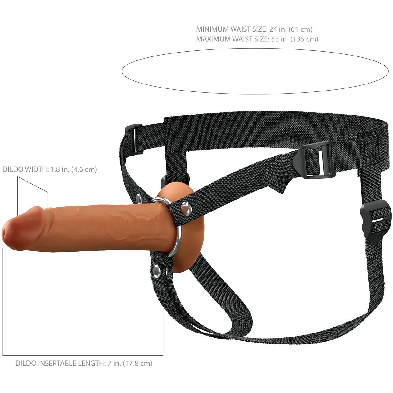 Fantasy X-tensions Elite 7" Hollow Silicone Strap-On Dual Density Dildo & Harness Kit - Caramel - Image 7