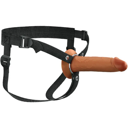 Fantasy X-tensions Elite 7" Hollow Silicone Strap-On Dual Density Dildo & Harness Kit - Caramel - Image 9