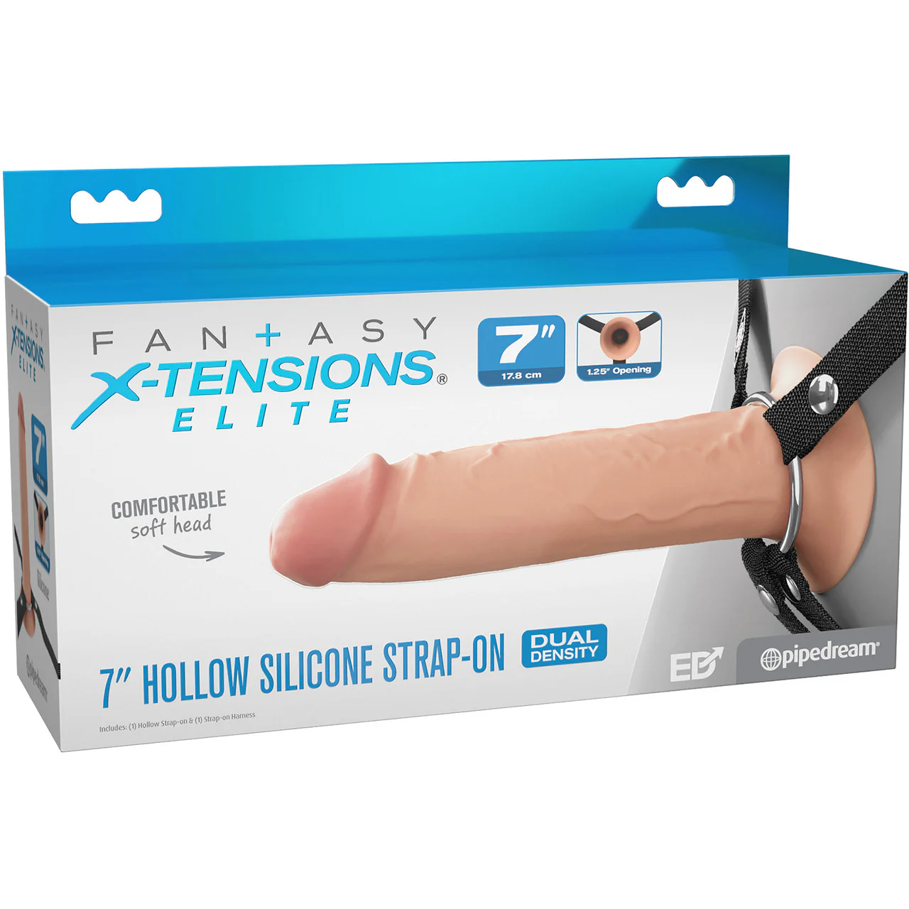 Fantasy X-tensions Elite 7" Hollow Silicone Strap-On Dual Density Dildo & Harness Kit - Vanilla - Image 8