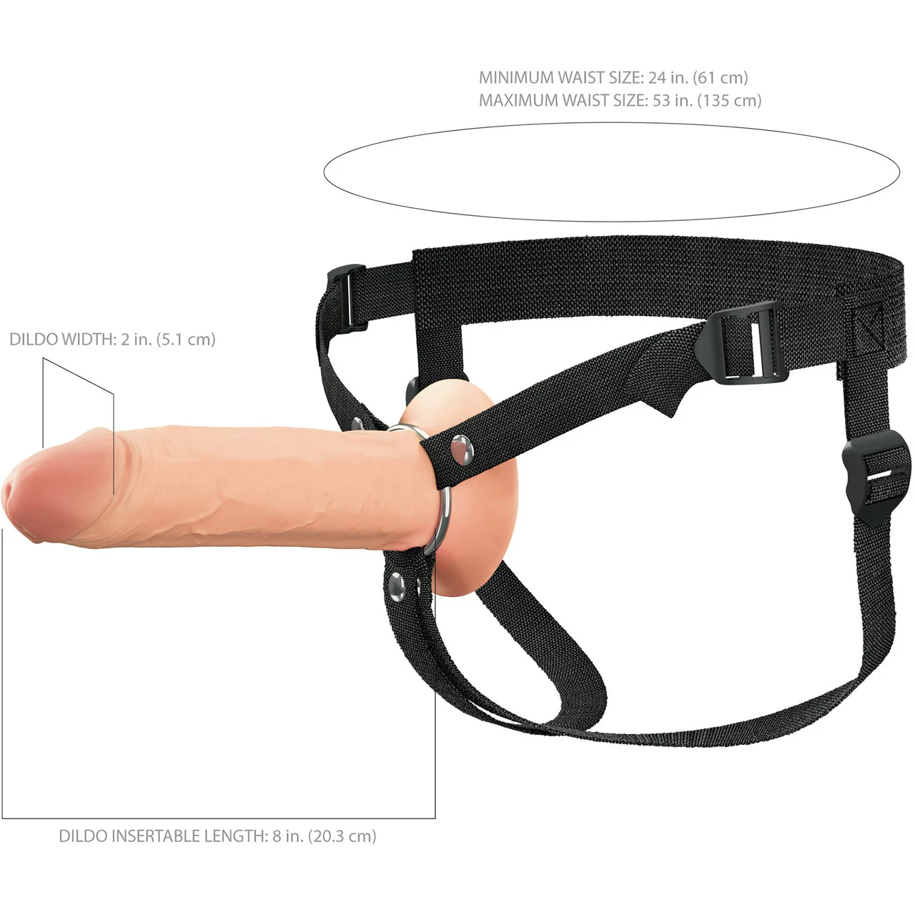 Fantasy X-tensions Elite 8" Hollow Silicone Strap-On Dual Density Dildo & Harness Kit - Vanilla - Image 7