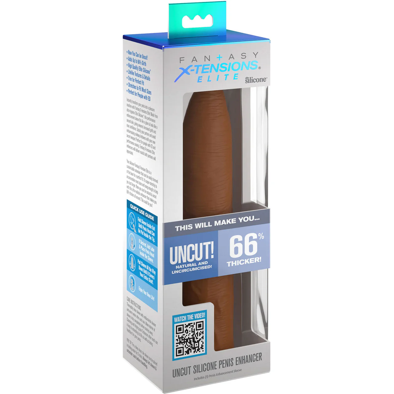 Fantasy X-tensions Elite Silicone 7" Uncut Penis Extension - Caramel - Image 2