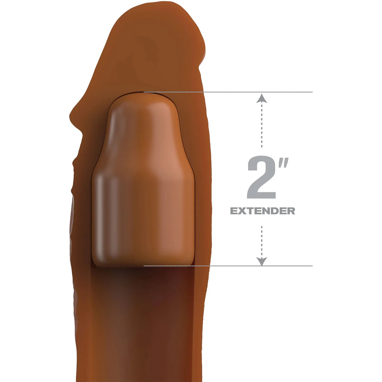 Fantasy X-tensions Elite Silicone 8" Penis Extension With 2" Removable Extender  - Caramel - Image 2