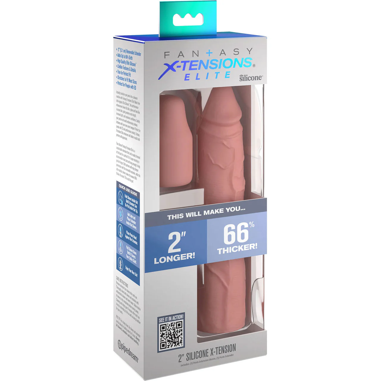 Fantasy X-tensions Elite Silicone 8" Penis Extension With 2" Removable Extender  - Vanilla - Image 3