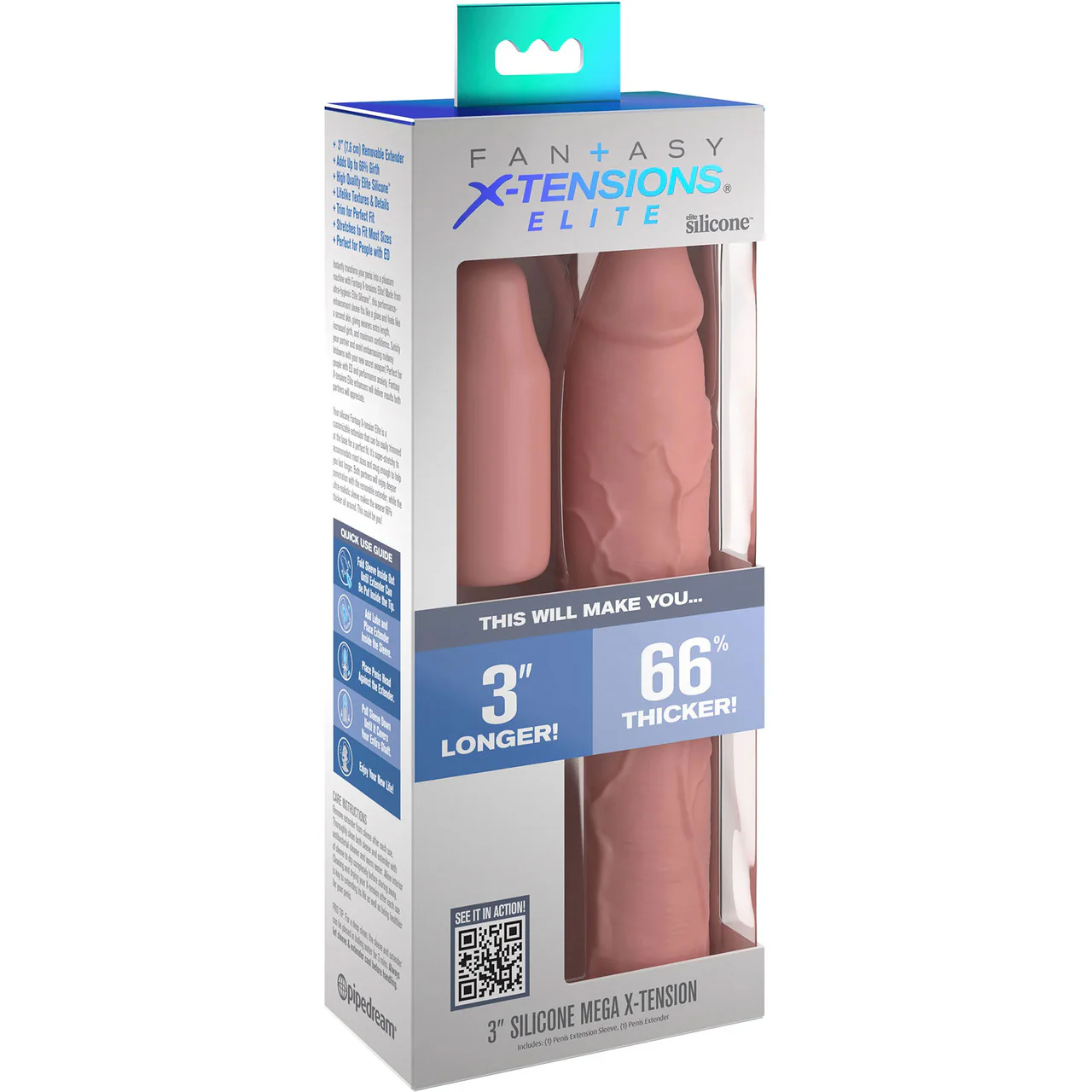 Fantasy X-tensions Elite Silicone 9" Penis Extension With 3" Removable Extender  - Vanilla - Image 3