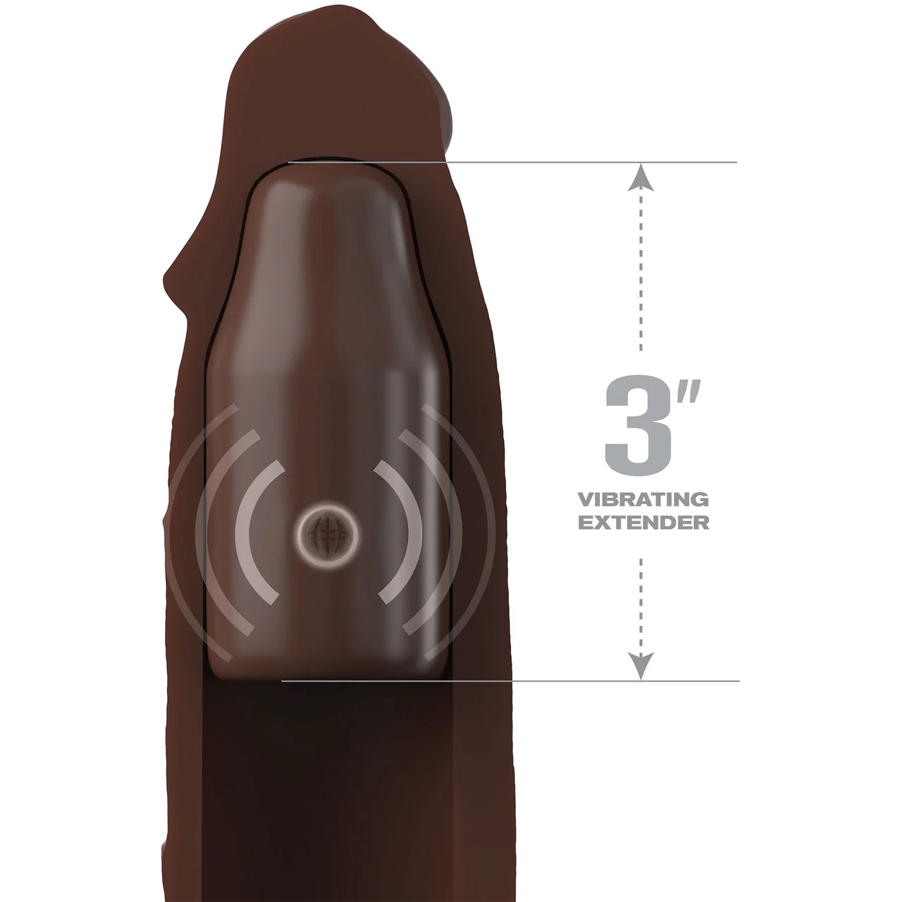 Fantasy X-tensions Elite Silicone Vibrating 9" Penis Extension With 3" Extender & Remote  - Chocolate - Image 3