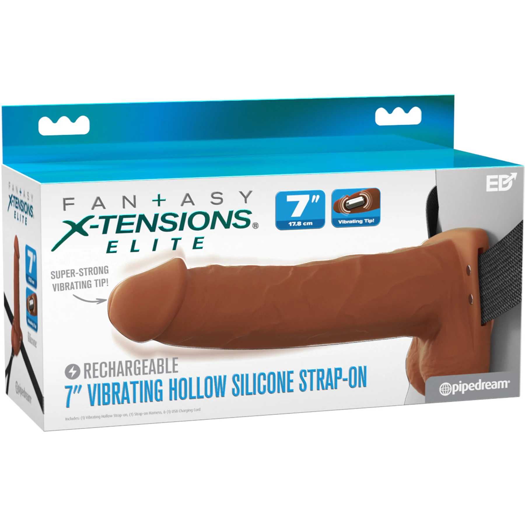 Fantasy X-Tensions Elite Vibrating Silicone Dual Density 7" Hollow Strap-On Dildo - Image 19