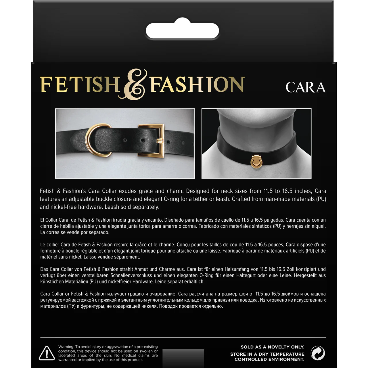 Fetish & Fashion Cara Collar By NS Novelties - Black & Gold - Image 2