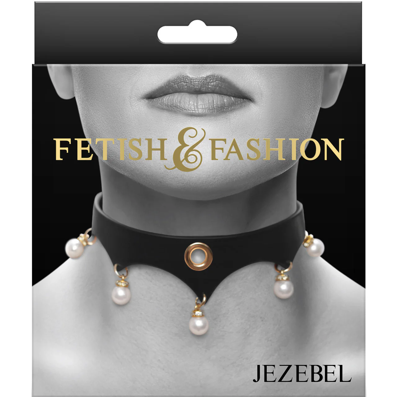 Fetish & Fashion Jezebel Collar With Pearls By NS Novelties - Black & Gold - Image 3