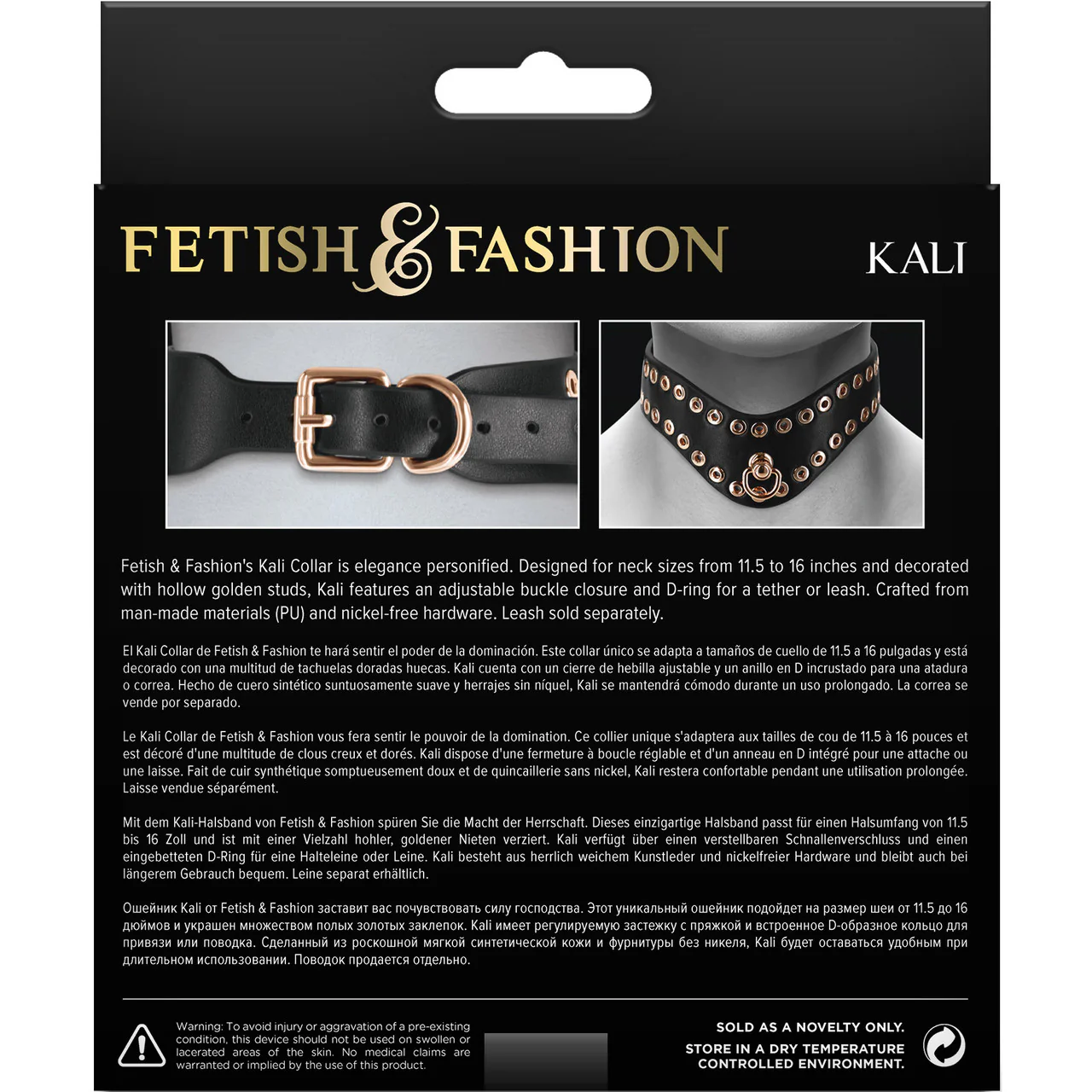 Fetish & Fashion Kali Collar By NS Novelties - Black & Gold - Image 2