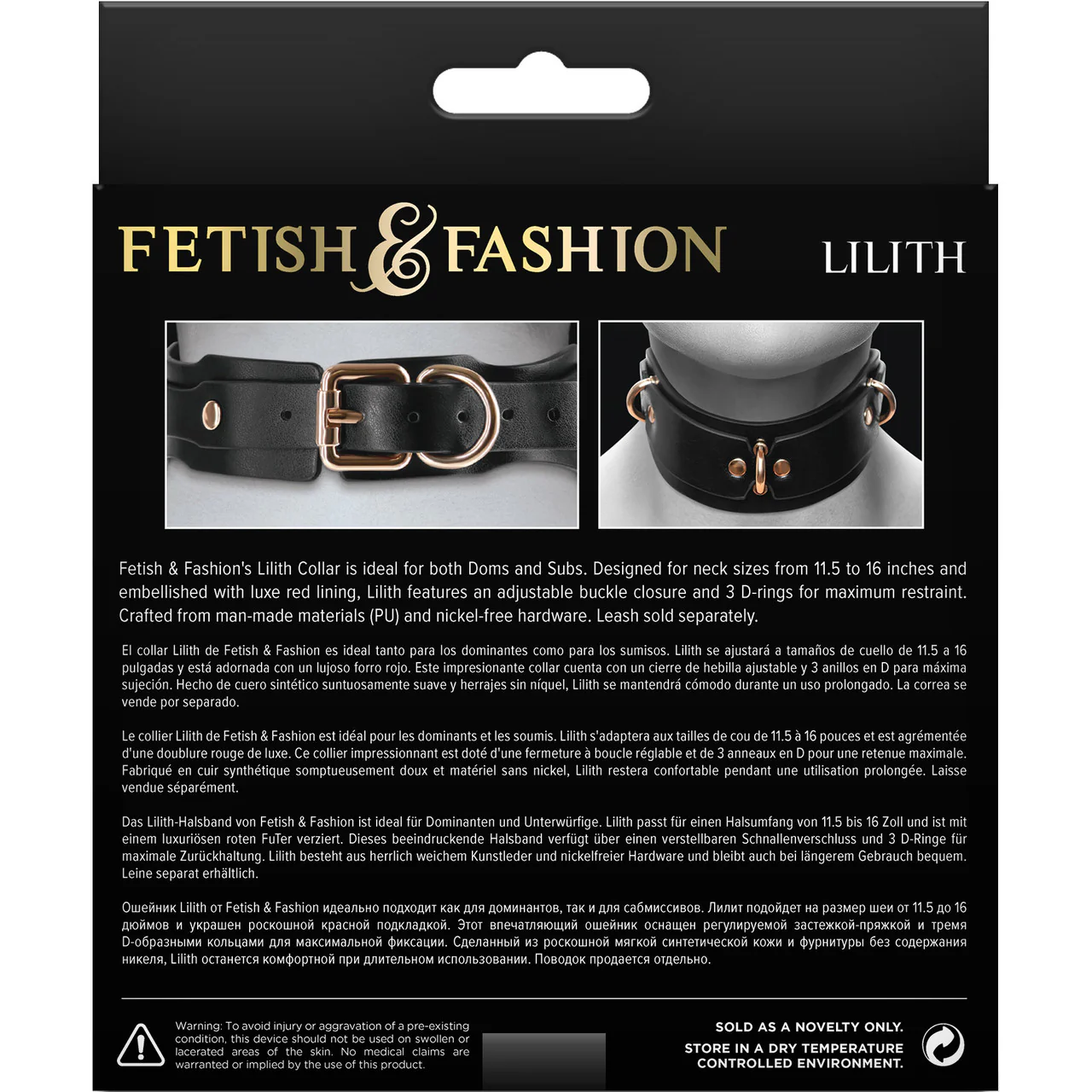 Fetish & Fashion Lilith Collar By NS Novelties - Black & Gold - Image 2