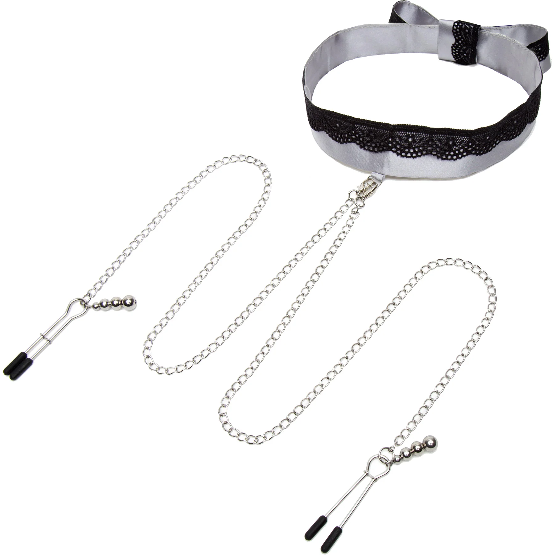 Fifty Shades of Grey Play Nice Satin & Lace Collar and Nipple Clamps