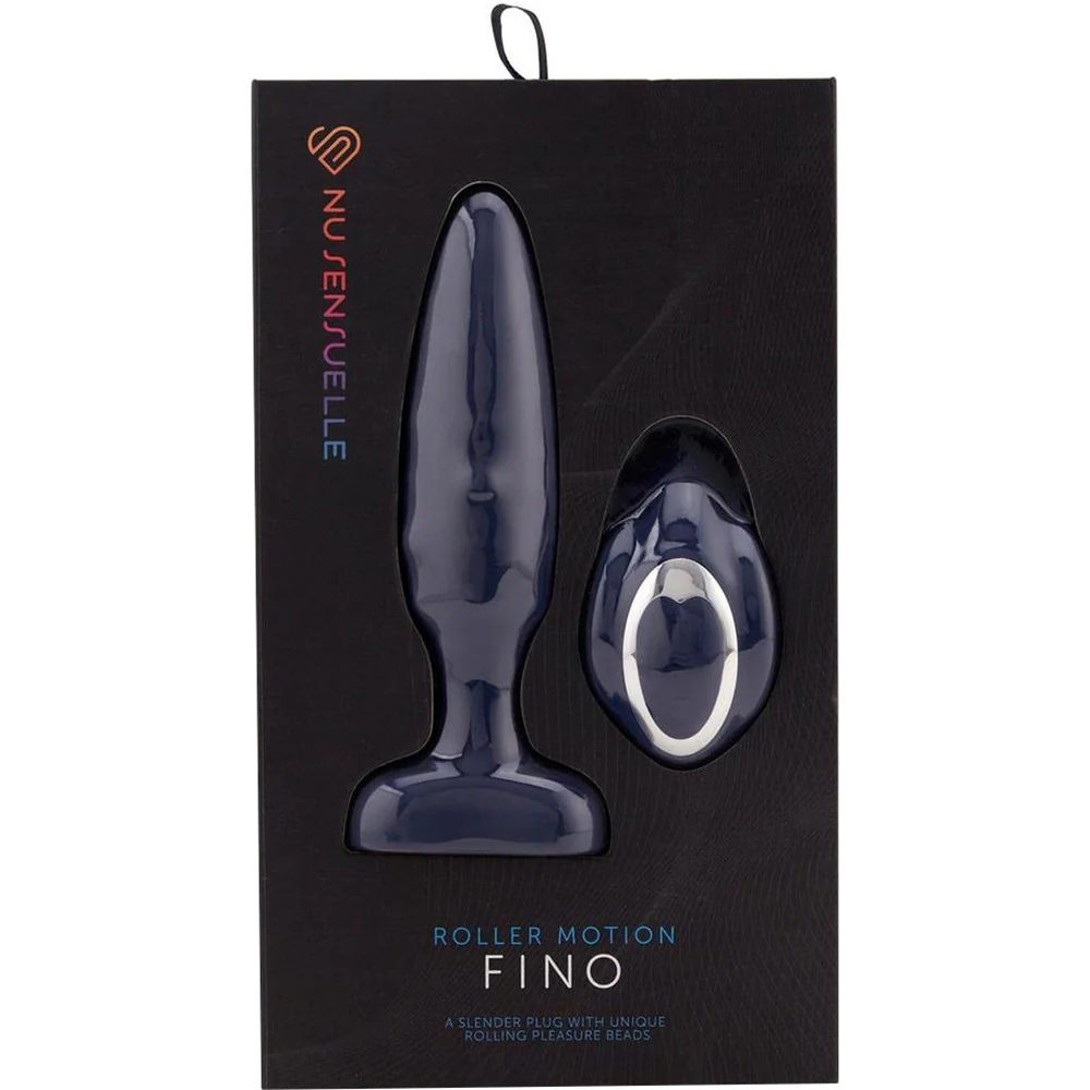 Fino Rechargeable Silicone Vibrating Anal Plug With Roller Motion & Remote By Nu Sensuelle - Navy Blue - Image 4