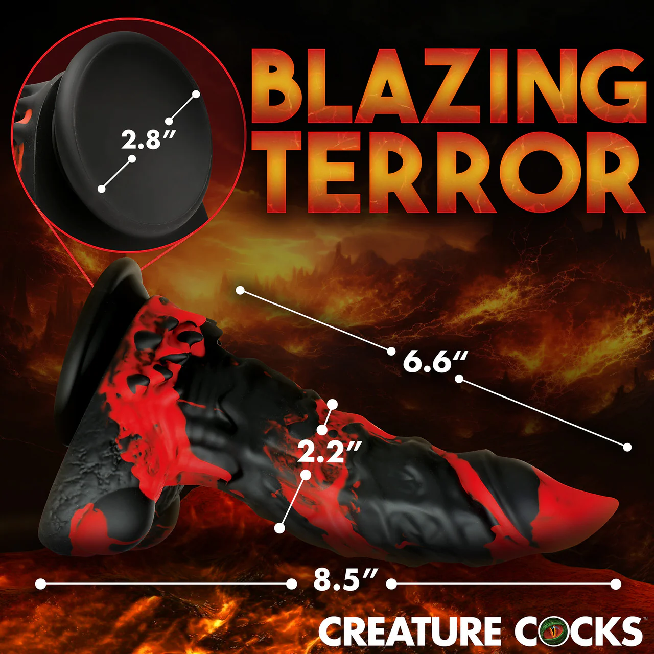 Fire Demon Monster 8.5" Silicone Suction Cup Dildo With Balls By Creature Cocks - Image 10