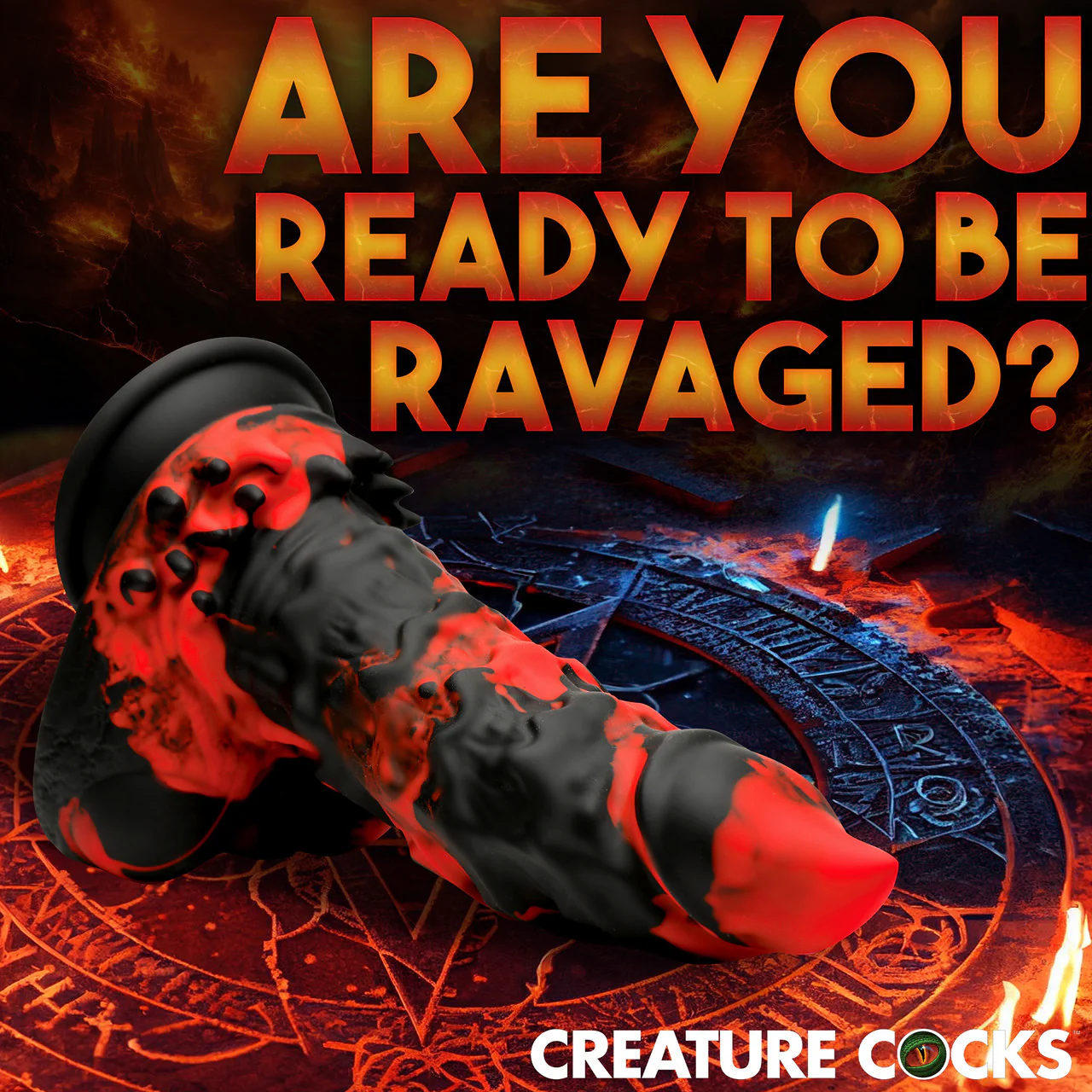Fire Demon Monster 8.5" Silicone Suction Cup Dildo With Balls By Creature Cocks - Image 13