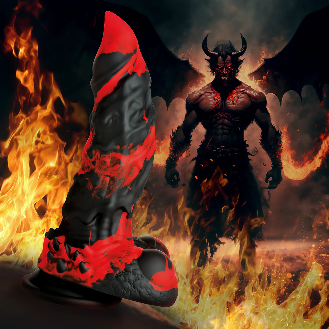 Fire Demon Monster 8.5" Silicone Suction Cup Dildo With Balls By Creature Cocks - Image 14