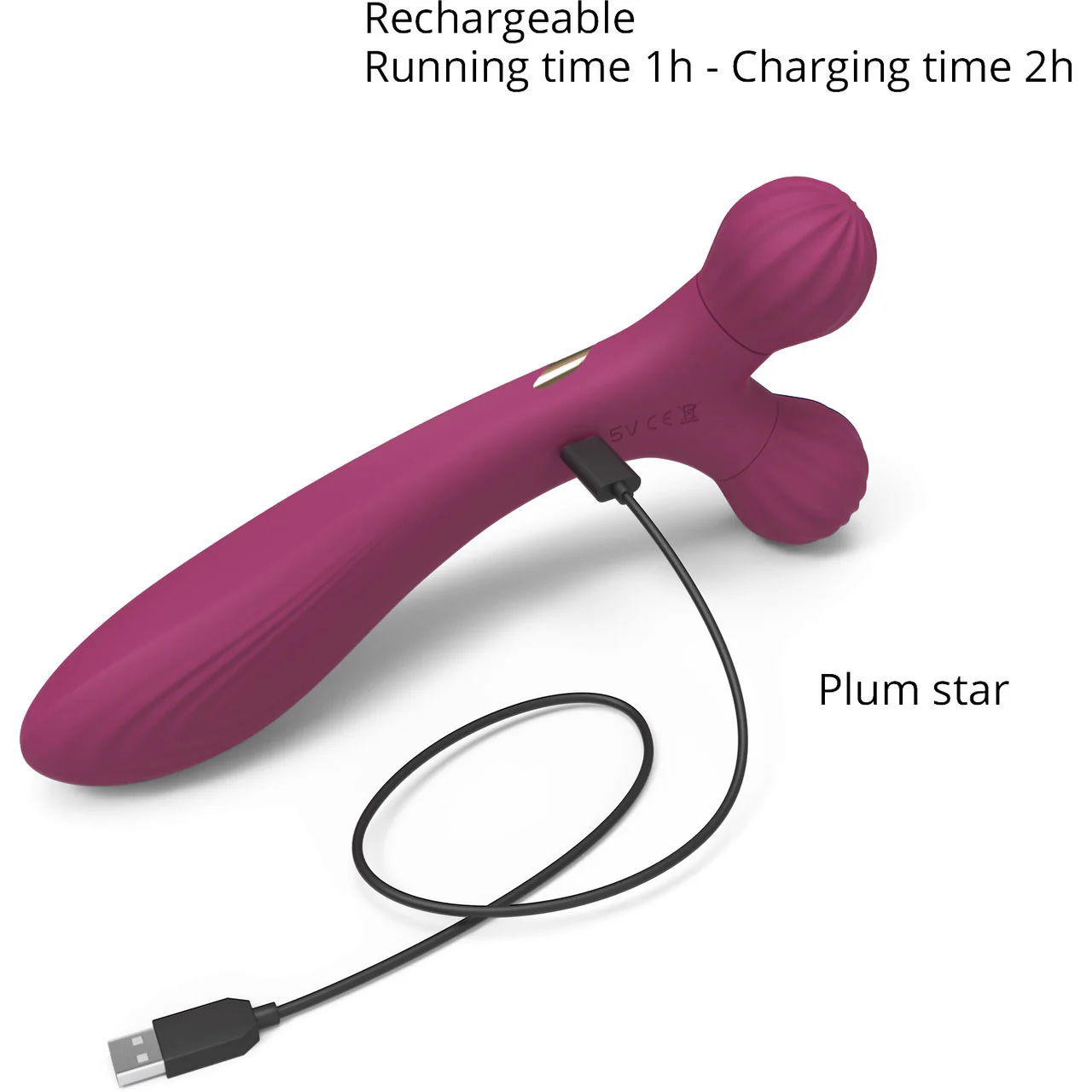 Fireball Rechargeable Silicone Vibrating Rolling Massager By Love To Love - Plum Star - Image 5