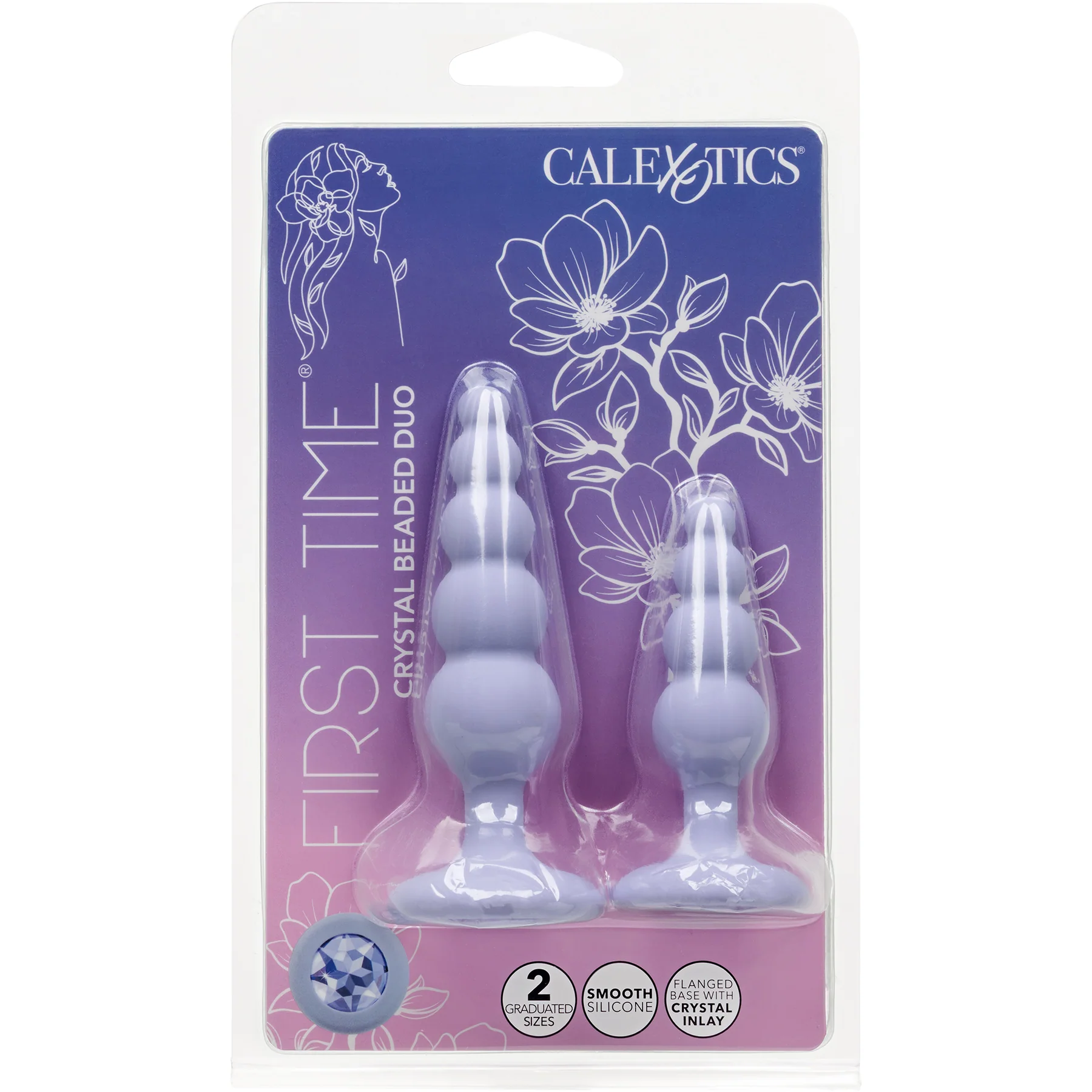 First Time® Crystal Beaded Duo Silicone Anal Probe 2 Piece Set - Image 2