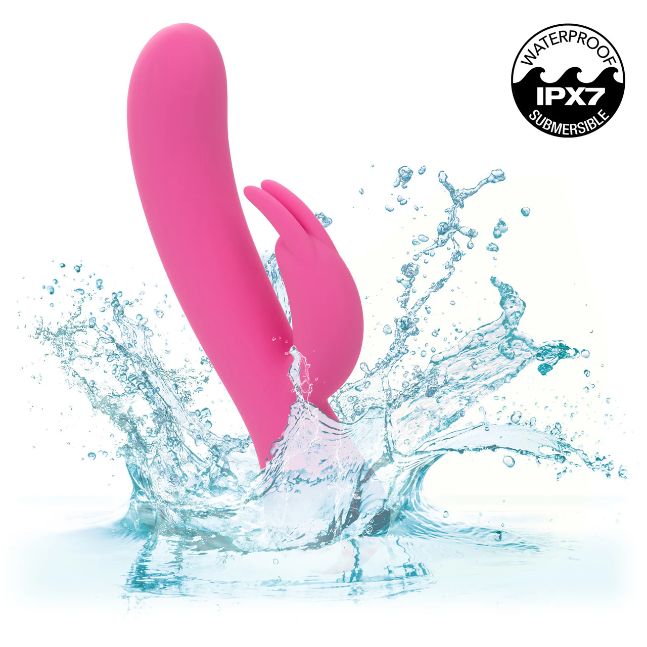 First Time® Rechargeable Bunny Waterproof Silicone Dual Stimulation Vibrator By CalExotics - Pink - Image 6